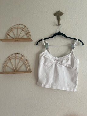 Free People White Cropped Cami Tank with Twist Front